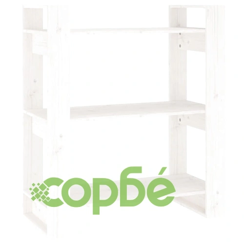 Библиотека/разделител за стая, бяла, 80x35x91 см, бор масив ➤ топ цена ➤ sorbe.bg