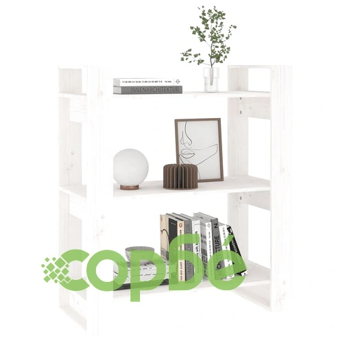 Библиотека/разделител за стая, бяла, 80x35x91 см, бор масив ➤ топ цена ➤ sorbe.bg