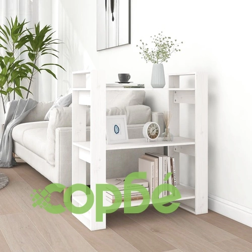 Библиотека/разделител за стая, бяла, 80x35x91 см, бор масив ➤ топ цена ➤ sorbe.bg