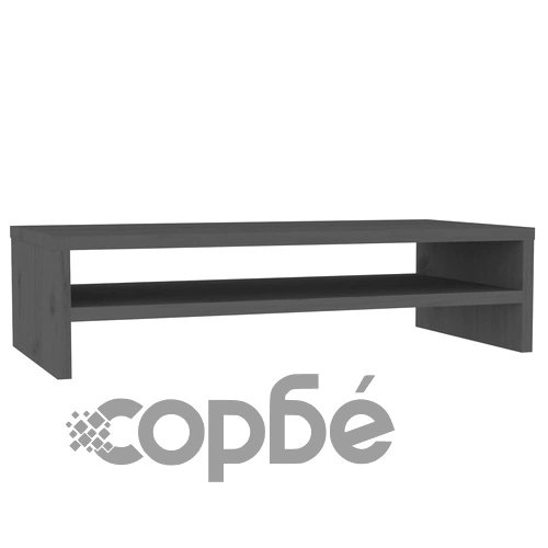 Поставка за монитор, сива, 50x24x13 см, бор масив ➤ топ цена ➤ sorbe.bg