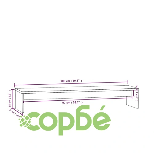 Поставка за монитор, сива, 100x27x15 см, бор масив ➤ топ цена ➤ sorbe.bg