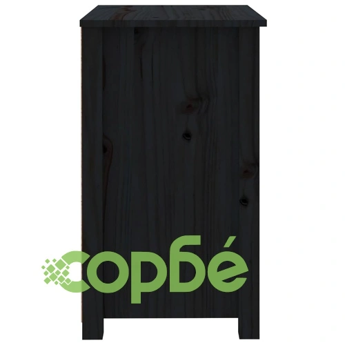 Нощно шкафче, черно, 50x35x61,5 см, борово дърво масив ➤ топ цена ➤ sorbe.bg