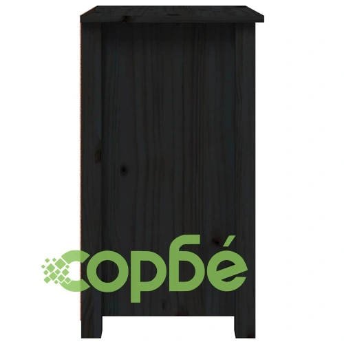 Нощно шкафче, черно, 40x35x61,5 см, борово дърво масив ➤ топ цена ➤ sorbe.bg