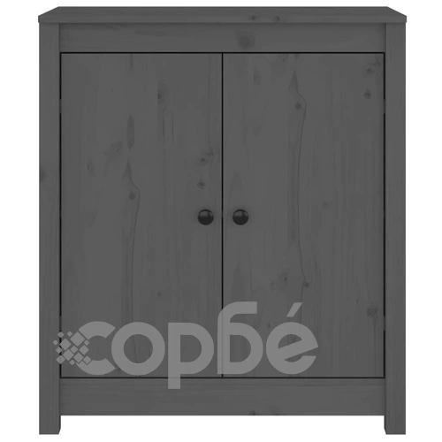 Сайдборд, сив, 70x35x80 см, бор масив ➤ топ цена ➤ sorbe.bg