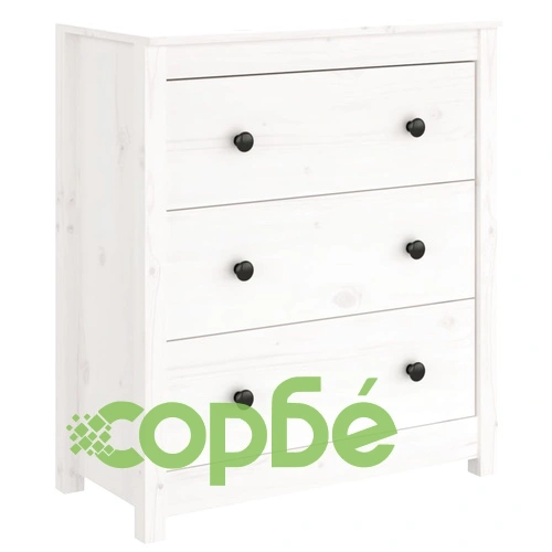 Сайдборд, бял, 70x35x80 см, бор масив ➤ топ цена ➤ sorbe.bg