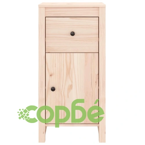 Сайдборд, сив, 40x35x80 см, бор масив ➤ топ цена ➤ sorbe.bg