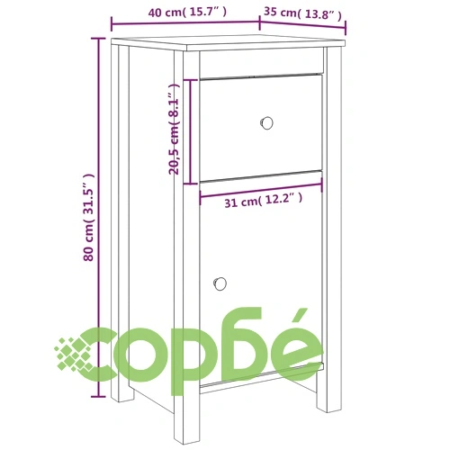 Сайдборди, 2 бр, черни, 40x35x80 см, бор масив ➤ топ цена ➤ sorbe.bg