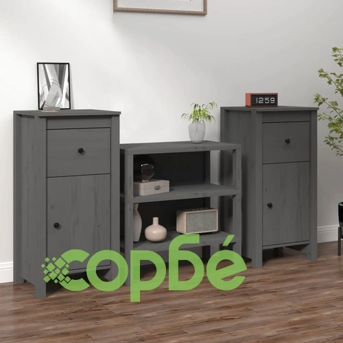 Сайдборди, 2 бр, черни, 40x35x80 см, бор масив ➤ топ цена ➤ sorbe.bg