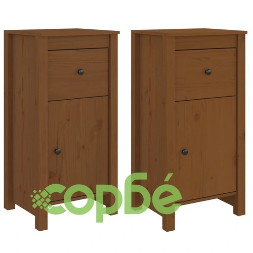 Сайдборди, 2 бр, меденокафяви, 40x35x80 см, бор масив ➤ топ цена ➤ sorbe.bg