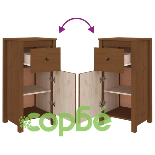 Сайдборди, 2 бр, меденокафяви, 40x35x80 см, бор масив ➤ топ цена ➤ sorbe.bg