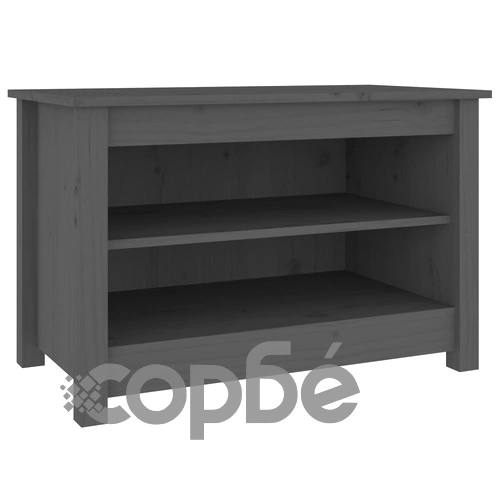 Пейка за обувки сива 70x38x45,5 см масивна борова дървесина ➤ топ цена ➤ sorbe.bg
