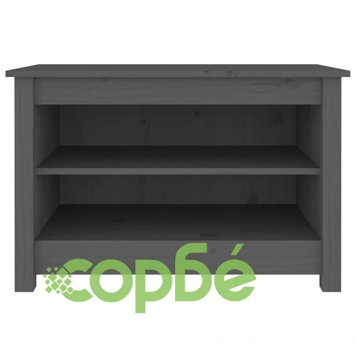 Пейка за обувки сива 70x38x45,5 см масивна борова дървесина ➤ топ цена ➤ sorbe.bg