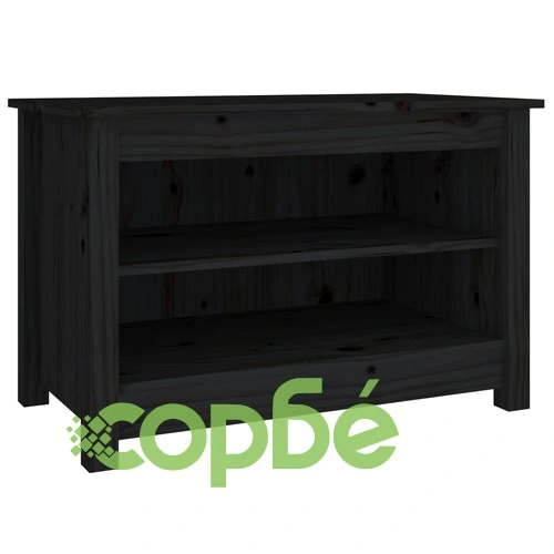 Пейка за обувки Черен 70x38x45,5 см масивна борова дървесина ➤ топ цена ➤ sorbe.bg