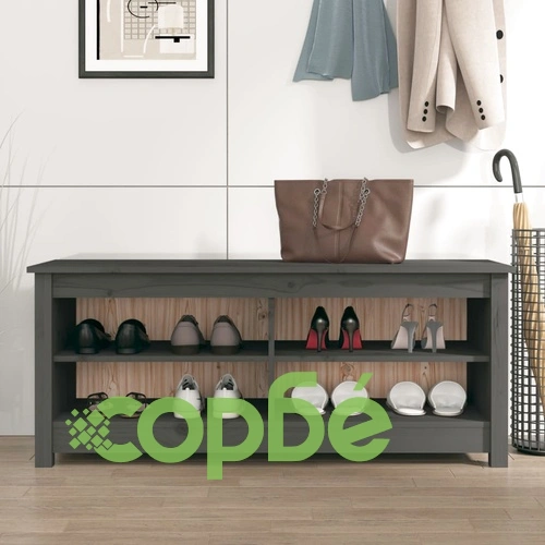 Пейка за обувки сива 110x38x45,5 см масивна борова дървесина ➤ топ цена ➤ sorbe.bg