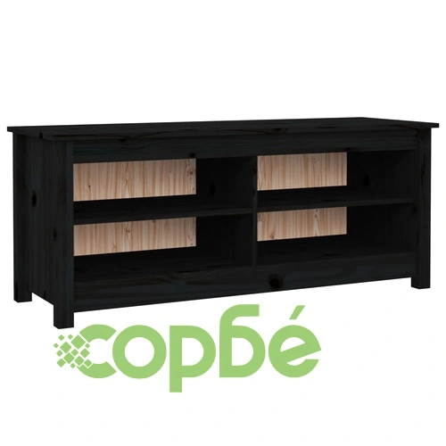 Пейка за обувки черна 110x38x45,5 см масивна борова дървесина ➤ топ цена ➤ sorbe.bg