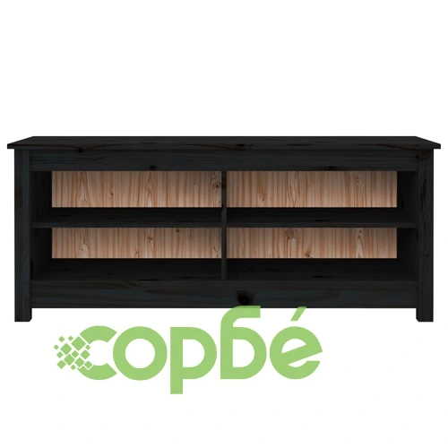 Пейка за обувки черна 110x38x45,5 см масивна борова дървесина ➤ топ цена ➤ sorbe.bg