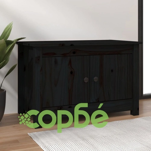 Пейка за обувки,черен 70x38x45,5 см, бор масив ➤ топ цена ➤ sorbe.bg