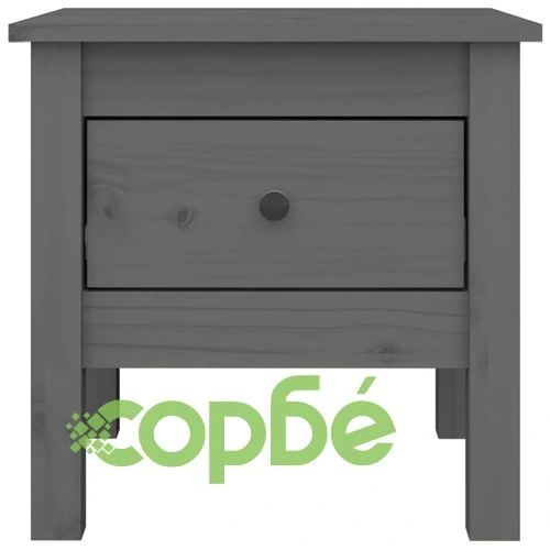 Странична масичка, сива, 40x40x39 см, борово дърво масив ➤ топ цена ➤ sorbe.bg