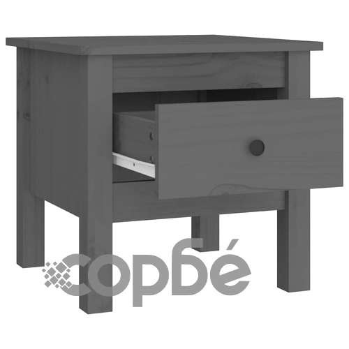 Странична масичка, сива, 40x40x39 см, борово дърво масив ➤ топ цена ➤ sorbe.bg