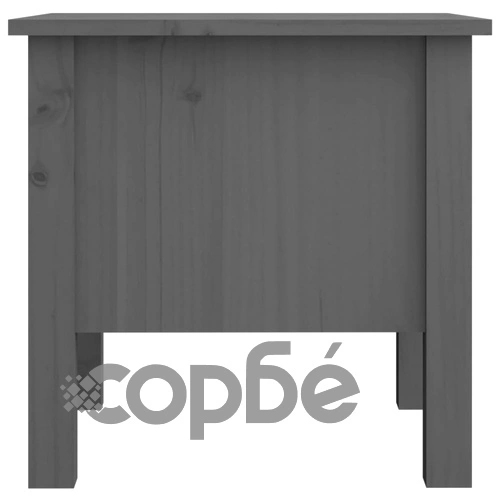 Странична масичка, сива, 40x40x39 см, борово дърво масив ➤ топ цена ➤ sorbe.bg