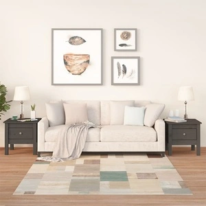 Странични масички, 2 бр, сиви, 40x40x39 см, борово дърво масив