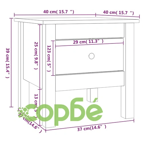 Странични масички 2 бр меденокафяви 40x40x39 см бор масив ➤ топ цена ➤ sorbe.bg