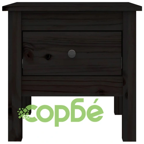 Странични масички, 2 бр, Черен, 40x40x39 см, борово дърво масив ➤ топ цена ➤ sorbe.bg