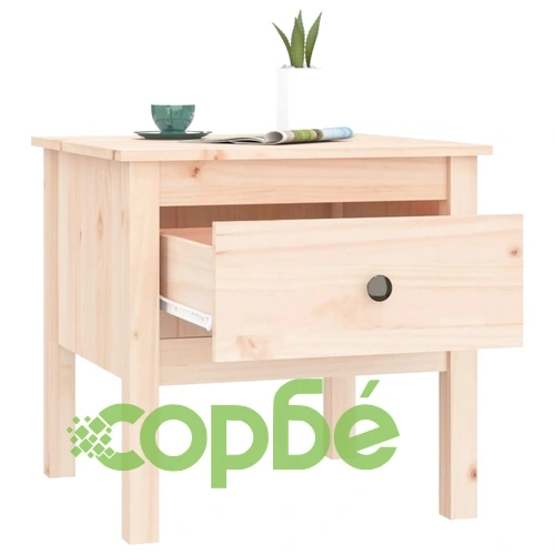 Странична масичка, 50x50x49 см, борово дърво масив ➤ топ цена ➤ sorbe.bg