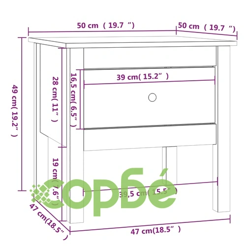 Странични масички, 2 бр, сиви, 50x50x49 см, борово дърво масив ➤ топ цена ➤ sorbe.bg