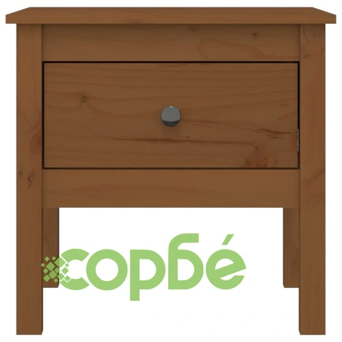 Странична масичка меденокафява 50x50x49 см борово дърво масив ➤ топ цена ➤ sorbe.bg