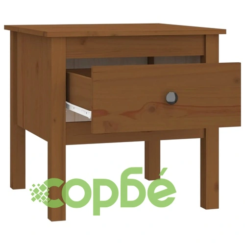 Странична масичка меденокафява 50x50x49 см борово дърво масив ➤ топ цена ➤ sorbe.bg