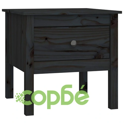 Странична масичка, черна, 50x50x49 см, борово дърво масив ➤ топ цена ➤ sorbe.bg