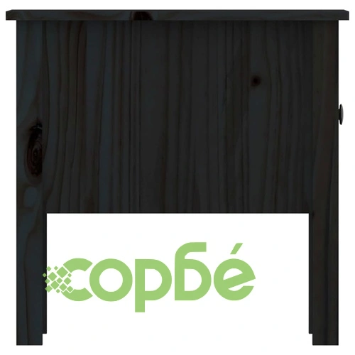 Странична масичка, черна, 50x50x49 см, борово дърво масив ➤ топ цена ➤ sorbe.bg