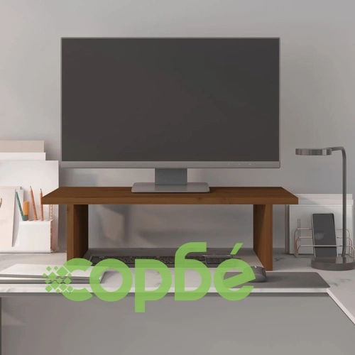 Поставка за монитор, меденокафява, 50x27x15 см, бор масив ➤ топ цена ➤ sorbe.bg