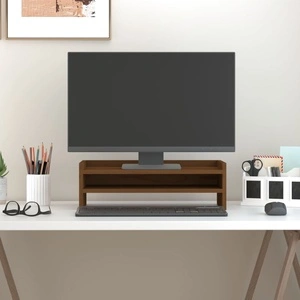Поставка за монитор, меденокафява, 50x24x16 см, бор масив