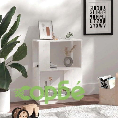 Библиотека/разделител за стая, бяла, 51x25x70 см, бор масив ➤ топ цена ➤ sorbe.bg