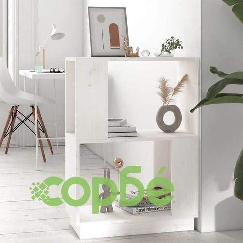 Библиотека/разделител за стая, бяла, 51x25x70 см, бор масив ➤ топ цена ➤ sorbe.bg