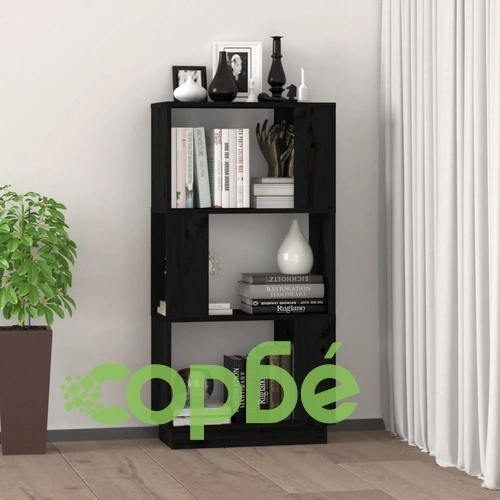 Библиотека/разделител за стая, черна, 51x25x101 см, бор масив ➤ топ цена ➤ sorbe.bg
