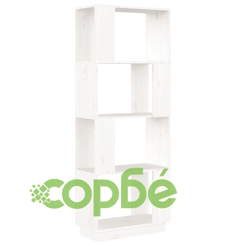 Библиотека/разделител за стая, бяла, 51x25x132 см, бор масив ➤ топ цена ➤ sorbe.bg