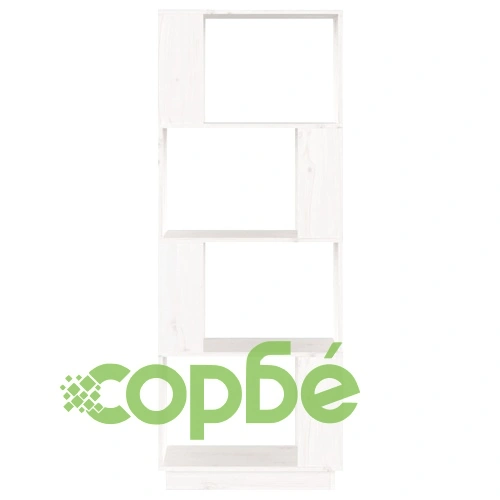 Библиотека/разделител за стая, бяла, 51x25x132 см, бор масив ➤ топ цена ➤ sorbe.bg