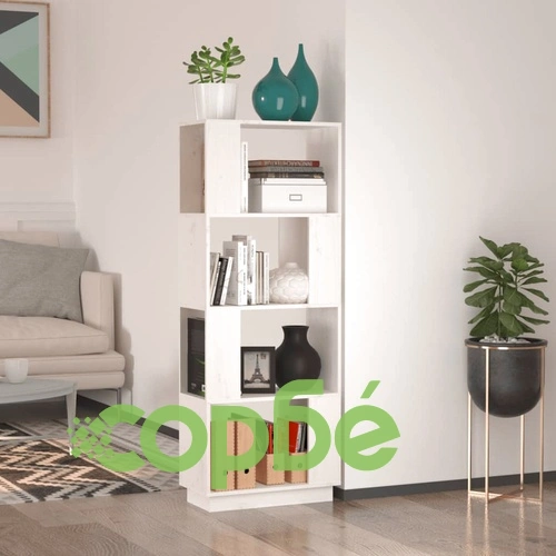 Библиотека/разделител за стая, бяла, 51x25x132 см, бор масив ➤ топ цена ➤ sorbe.bg