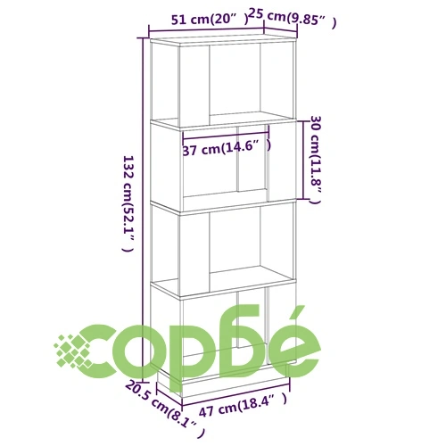 Библиотека/разделител за стая, меденокафява, 51x25x132 см, бор ➤ топ цена ➤ sorbe.bg