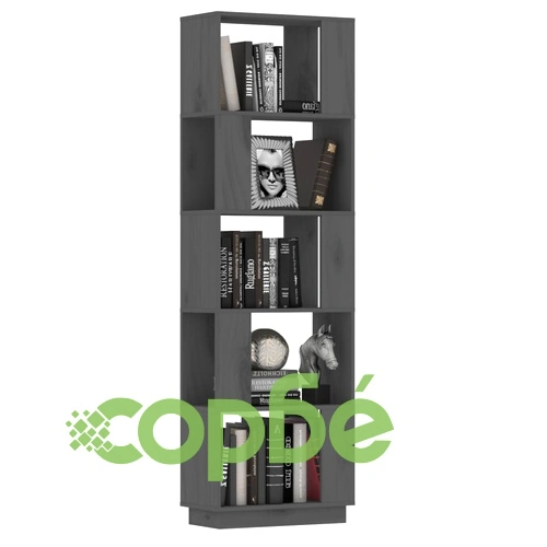 Библиотека/разделител за стая, сива, 51x25x163,5 см, бор масив ➤ топ цена ➤ sorbe.bg