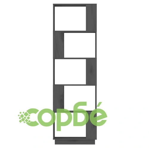 Библиотека/разделител за стая, сива, 51x25x163,5 см, бор масив ➤ топ цена ➤ sorbe.bg