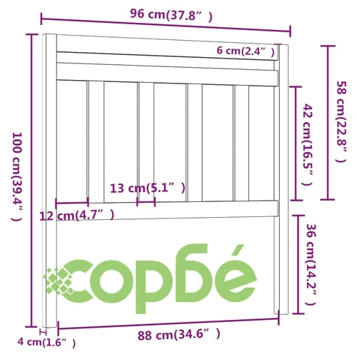 Горна табла за легло, меденокафява, 96x4x100 см, бор масив ➤ топ цена ➤ sorbe.bg