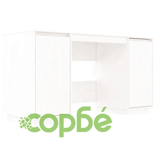 Бюро, бяло, 140x50x75 см, борово дърво масив ➤ топ цена ➤ sorbe.bg