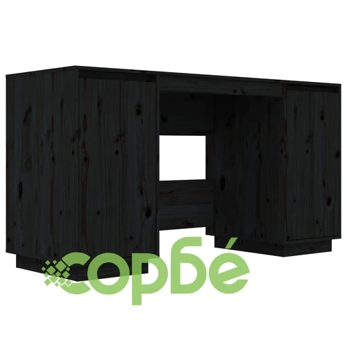 Бюро, черно, 140x50x75 см, борово дърво масив ➤ топ цена ➤ sorbe.bg