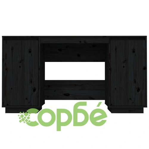 Бюро, черно, 140x50x75 см, борово дърво масив ➤ топ цена ➤ sorbe.bg