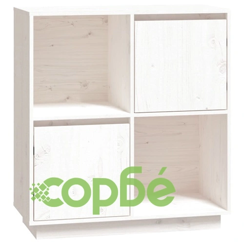 Сайдборд, бял, 74x35x80 см, бор масив ➤ топ цена ➤ sorbe.bg