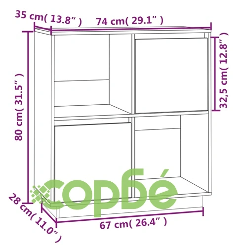 Сайдборд, бял, 74x35x80 см, бор масив ➤ топ цена ➤ sorbe.bg